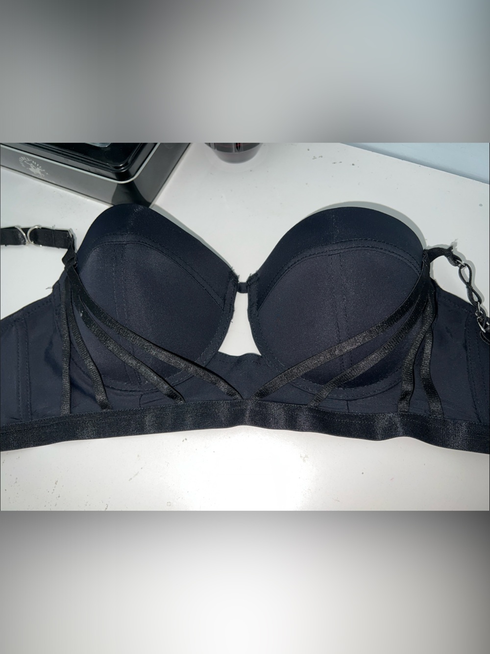 Jezebel Black Strappy Longline Bra